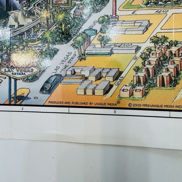 Unique Media Laminated Poster Map Las Vegas Nevada Artistic Illustration 2003/04 - Picture 8 of 11